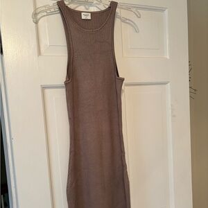 Abercrombie & Fitch Taupe Ribbed Mini Dress